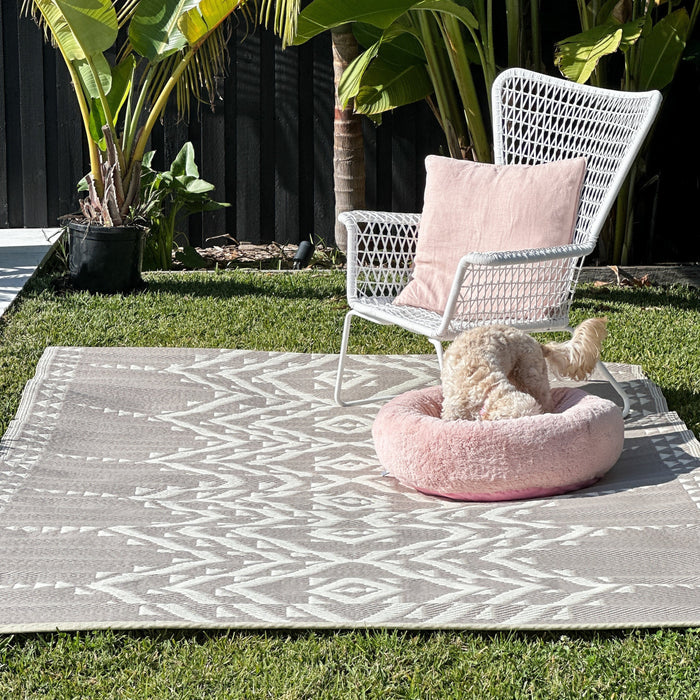 Ayana Grey Recycled Plastic Reversible Large Outdoor Rug - Fab Habitat , Recycled Plastic Rugs & Mats,