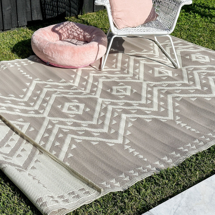 Ayana Grey Recycled Plastic Reversible Large Outdoor Rug - Recycled Plastic Rugs & Mats Fab Habitat