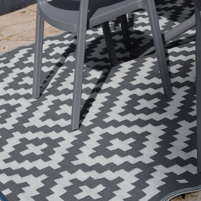 Aztec Grey & White Rectangular Diamond Pattern Foldable Waterproof XL Camping Mat - 270x450 CM - Fab Habitat , Camping Mats,