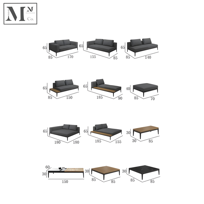 Day Bed with Side Teak Wood Table 155L185W65H