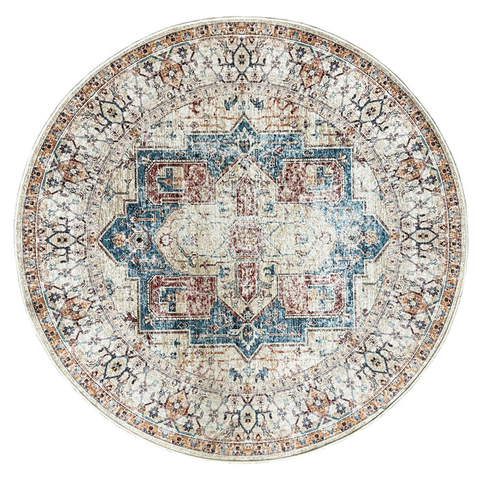 Maja Multicoloured Distressed Non-Slip Large Round Rug - Fab Habitat , Non Slip Rugs,