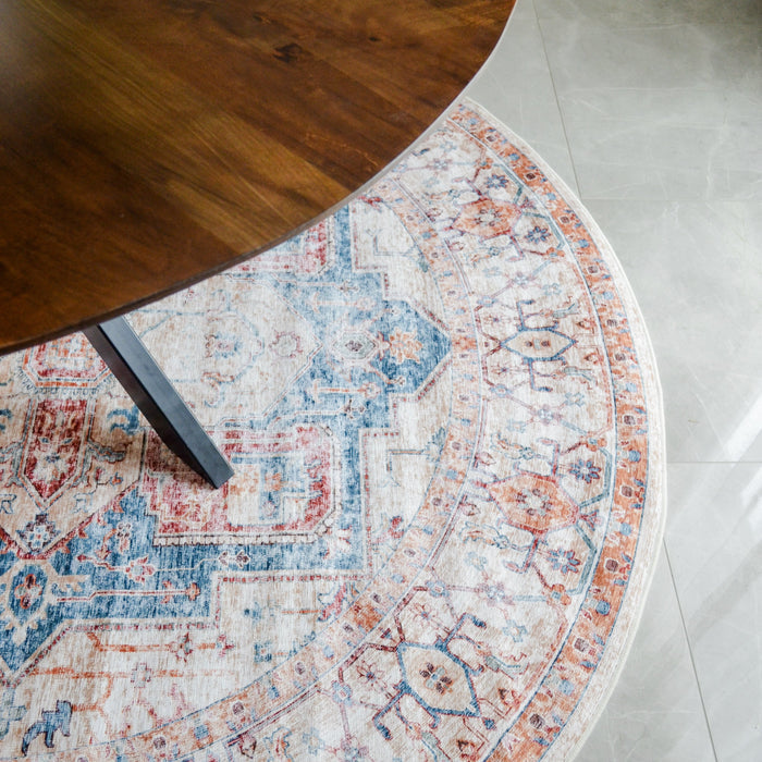 Maja Multicoloured Distressed Non-Slip Large Round Rug - Fab Habitat , Non Slip Rugs,