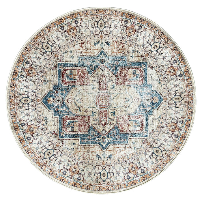 Maja Multicoloured Distressed Non-Slip Large Round Rug - Fab Habitat , Non Slip Rugs,