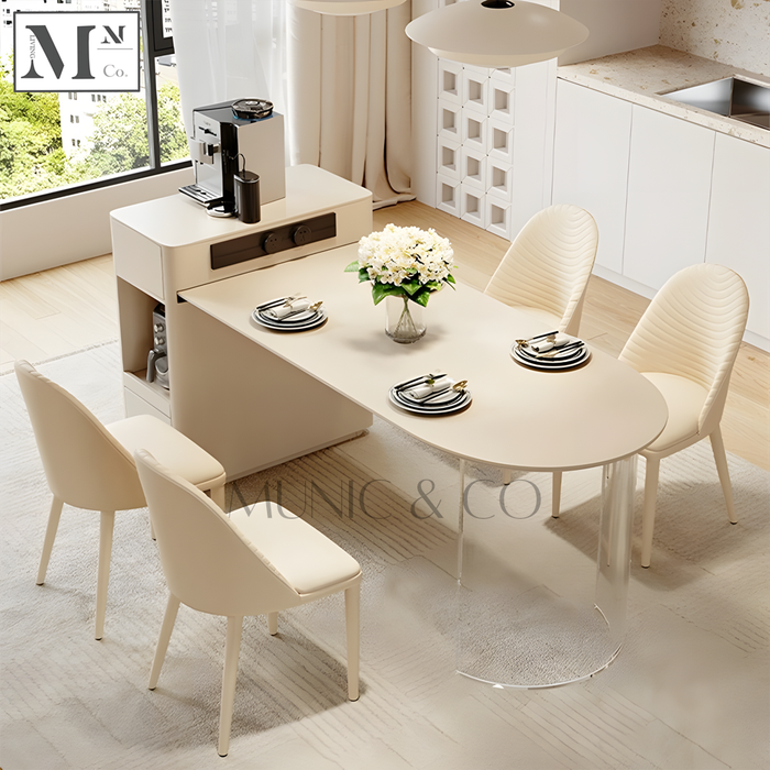 MUSE Minimalist Sintered Stone Extendable Dining Table with Shelf and Storage