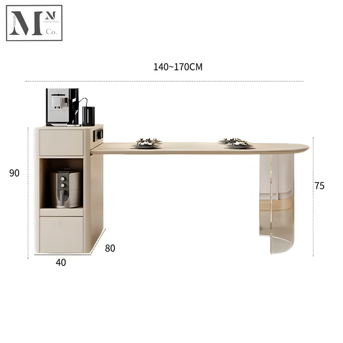 MUSE Minimalist Sintered Stone Extendable Dining Table with Shelf and Storage