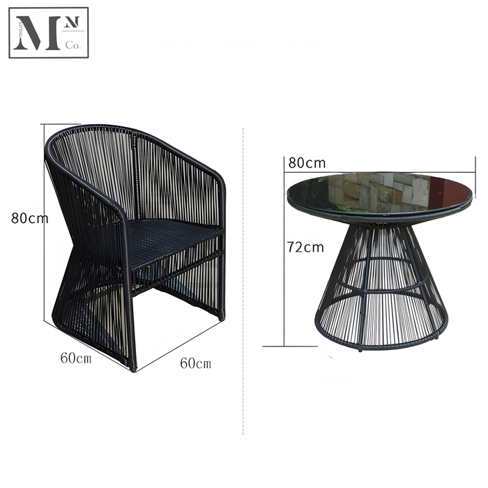 Set A / 2 Black Chairs + 80 cm Table