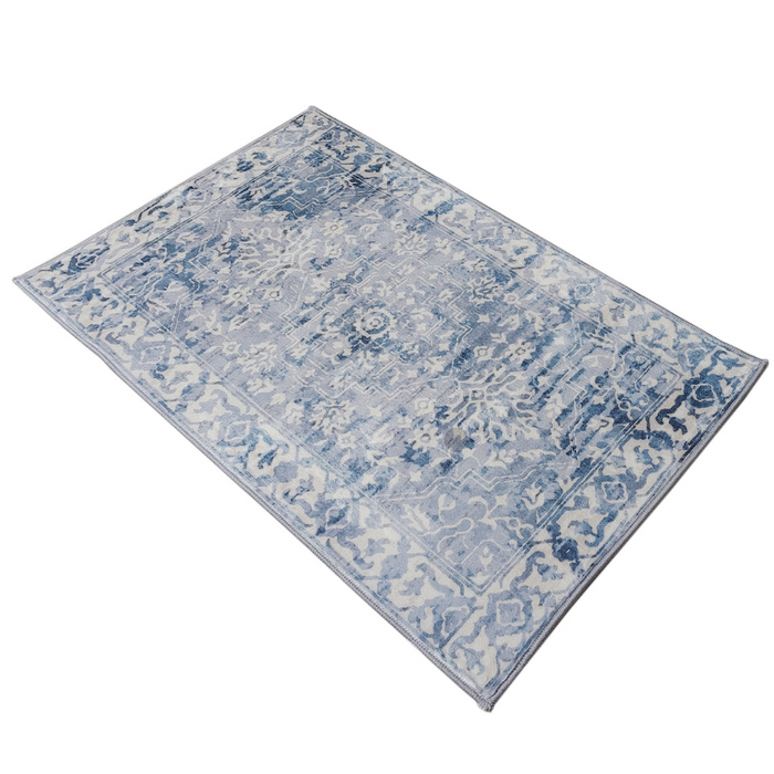 Shay Blue Traditional Machine Washable Large Rug - Fab Habitat , Rugs,