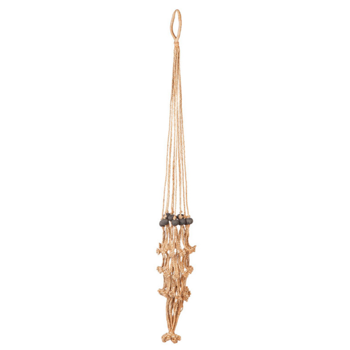 Sika Black Beads Handmade Macrame Jute rope Plant Hanger and Pot Holder - 105 cm - Fab Habitat , Macrame Plant hanger,