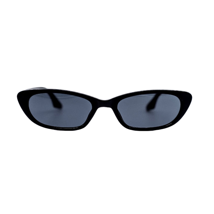 Black cat-eye sunglasses on a white background